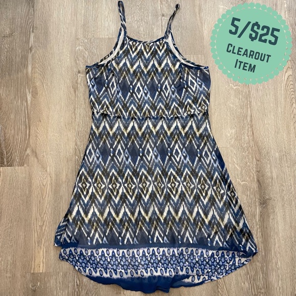 5/$25 BEAUTIFULLY COUTURE Zigzag Aztec Print Tank Mini Dress - Blue Size Small - Picture 1 of 9
